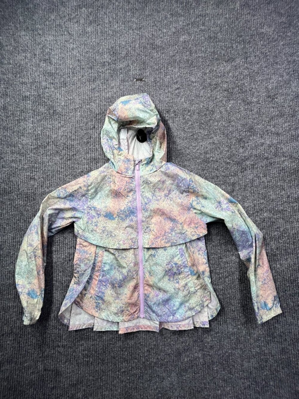 All in Motion Kids Windbreaker Jacket Floral Print Water Resistant medium (7-8)